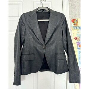 Theory Women’s Wool Blend Academia Classic Dark Gray Workwear Blazer Size 2